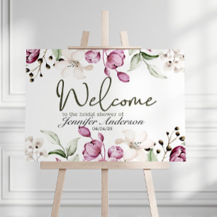 Pfingstrosen Pink Burgunder Blumen Hochzeitsdusche Poster