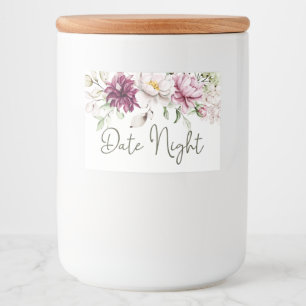 Pfingstrosen Pink Burgunder Floral Date Night Glas Lebensmitteletikett