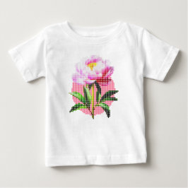 Pfingstrosen-Punkt-Mosaik-Blume Baby T-shirt