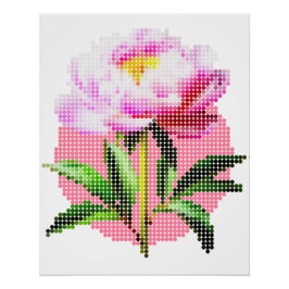 Pfingstrosen-Punkt-Mosaik-Blume Poster
