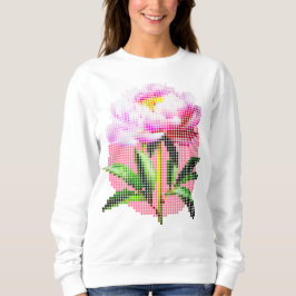 Pfingstrosen-Punkt-Mosaik-Blume Sweatshirt