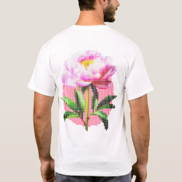 Pfingstrosen-Punkt-Mosaik-Blumen-Vorderseite und R T-Shirt
