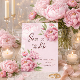 Pfingstrosen-Rosa-Blush Save-the-Date-Karte Einladung