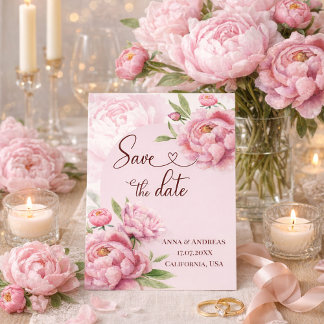 Pfingstrosen-Rosa-Blush Save-the-Date-Karte Einladung