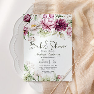Pfingstrosen Rosa Burgunder Florale Brautparty Einladung