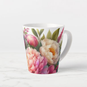 Pfingstrosen Rosa Pfingstrose Floral Latte Tasse