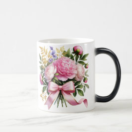 Pfingstrosen-Sträußentasse, Elegante Blumencafétas Verwandlungstasse