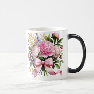 Pfingstrosen-Sträußentasse, Elegante Blumencafétas Verwandlungstasse
