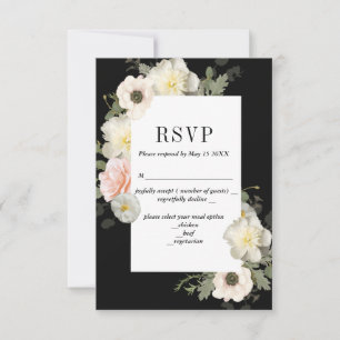 Pfingstrosen und Anemonen Romantische RSVP-Karte RSVP Karte