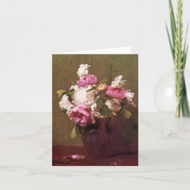 Pfingstrosen-und Rosen-Karte Henri Fantin-Latour Karte (Vorderseite)
