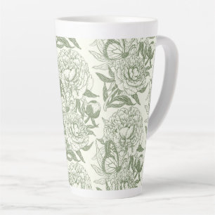 Pfingstrosen und Schmetterlinge Blockdruck, Salbei Milchtasse