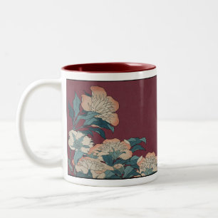 Pfingstrosen und zitronengelbe Schale Zweifarbige Tasse