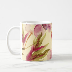 Pfingstrosen-Wasserfarbe: Nahtloser Hintergrund Bl Kaffeetasse