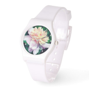 Pfingstrosenblüte Nahaufnahme Personalisiert Armbanduhr