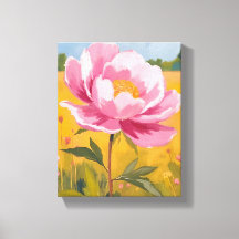 Pfingstrosenblüte | Rosa Blumenfeld Aquarell