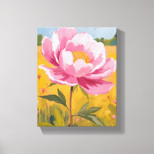 Pfingstrosenblüte   Rosa Blumenfeld Aquarell Leinwanddruck