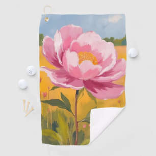 Pfingstrosenblüte Rosa Blumenfeld Wasserfarbe Golfhandtuch