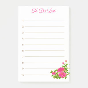 Pfingstrosenblüten auf weißem Untergrund Post-it Klebezettel