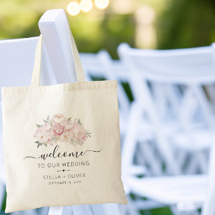 Pfingstrosenstrauß Grüner Hochzeitswillkommensgruß Tragetasche