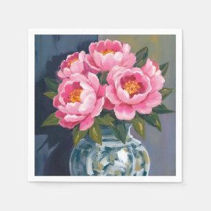 Pfingstrosenvase Pfingstrosen Wasserfarbe Rosa B Serviette