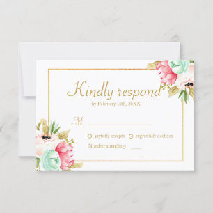 Pfingstrosewatercolor-elegantes RSVP Karte