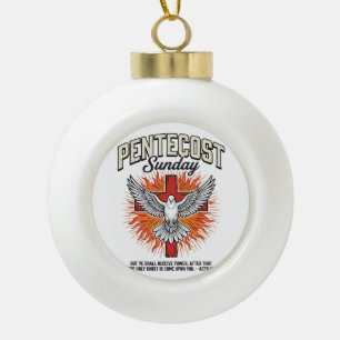 Pfingstsonntag Taube Kreuz Vintage-Shirt Keramik Kugel-Ornament