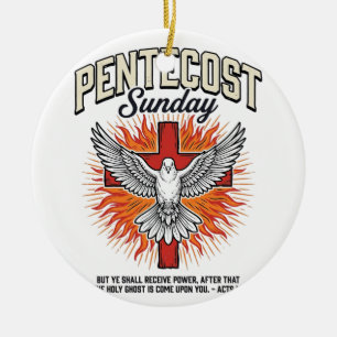 Pfingstsonntag Taube Kreuz Vintage-Shirt Keramik Ornament