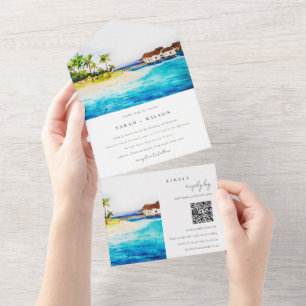 Pfingstvillen-Meeresblick-Strandhochzeits-QR-Code All In One Einladung