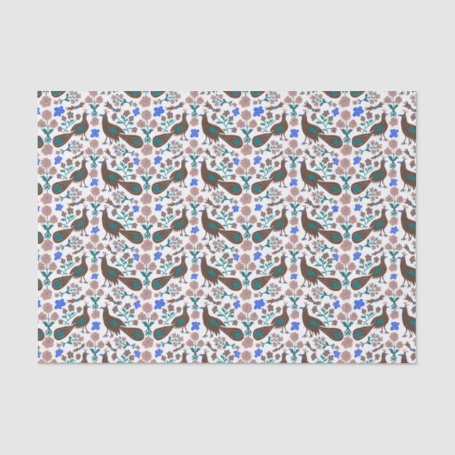 Pfingstvögel und Blume Mustergeschenk Seidenpapier (Vorderseite)