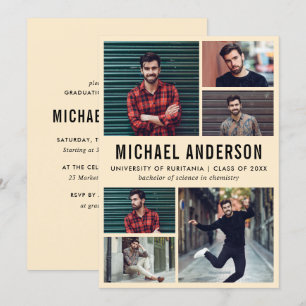 Pfirsich   6 Foto Chalkboard Graduation Party Einladung