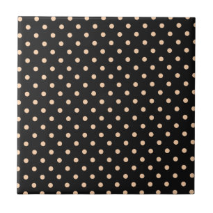 Pfirsich-Aprikosen-Polka-Punkte auf schwarzem Hint Fliese