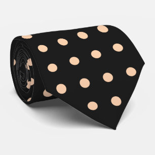 Pfirsich-Aprikosen-Polka-Punkte auf schwarzem Hint Krawatte