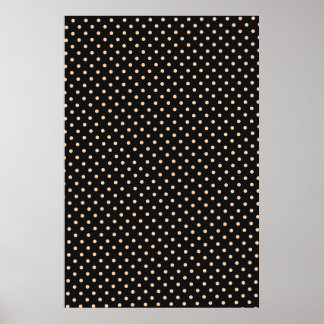 Pfirsich-Aprikosen-Polka-Punkte auf schwarzem Hint Poster