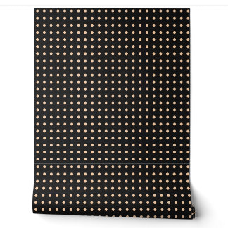 Pfirsich-Aprikosen-Polka-Punkte auf schwarzem Hint Tapete