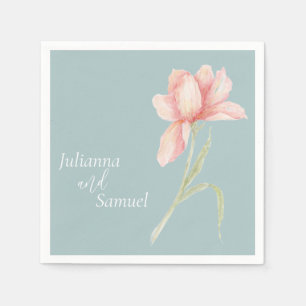 Pfirsich-Aquarell-Blumen Serviette