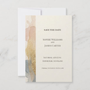 Pfirsich-Aquarell-Botanik-Hochzeitseinladungskarte Save The Date