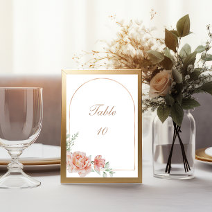 Pfirsich-Aquarell-Hochzeitstisch-Nummern-Karten Einladung