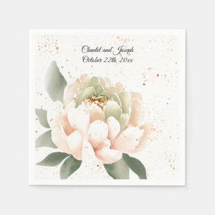 Pfirsich-Aquarell-Pfingstrosen-Hochzeitspapier-Ser Serviette