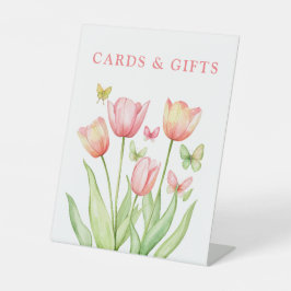 Pfirsich-Aquarell-Tulpen Floral Sockelschild