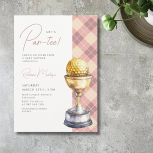 Pfirsich Argyle Golf Trophäe lässt Par-Tee Baby Sh Einladung