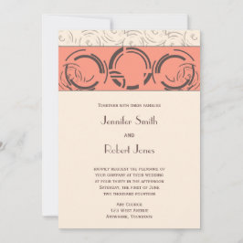 Pfirsich Art-Déco-Circles Einladung Hochzeiten