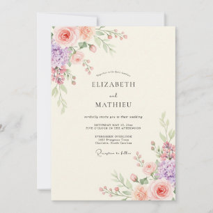 Pfirsich Ätherische Wiese Hochzeit Einladung