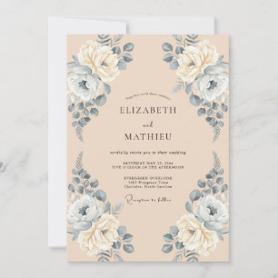 Pfirsich-Atmosphäre Botanische Hochzeit Einladung
