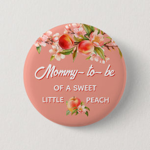 Pfirsich-Baby-Party Familie Mama Button
