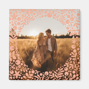 Pfirsich-Beeren-Rahmen-Foto Magnet