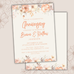 Pfirsich Beige Elfenbein Blumen Hochzeit Jubiläum Einladung