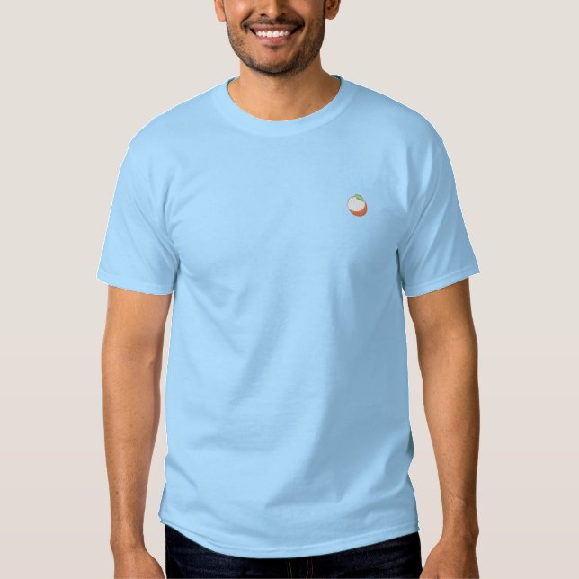 Pfirsich Besticktes T-Shirt (Vorderseite)