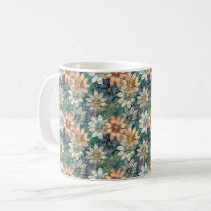 Pfirsich Blau Weiß Grün Floral Kaffeetasse