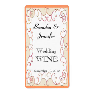 Pfirsich blühen Wedding Miniwein-Aufkleber