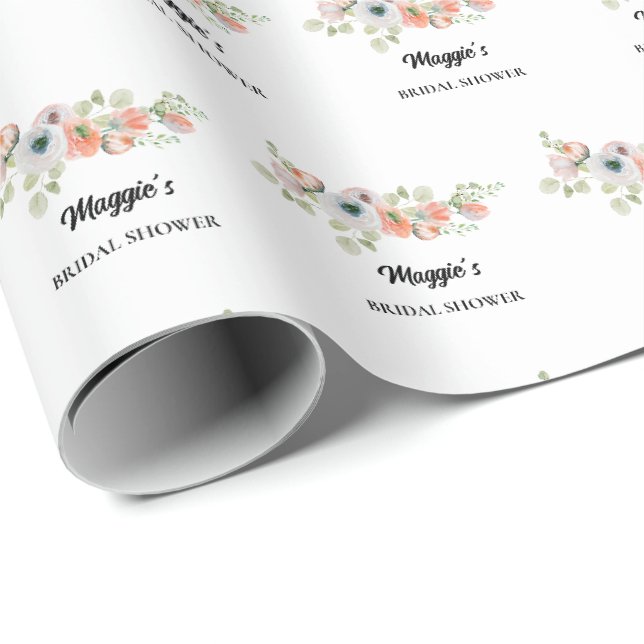 Pfirsich-Blumen-Brautstrauß  Geschenkpapier (Rolleneckpunkt)